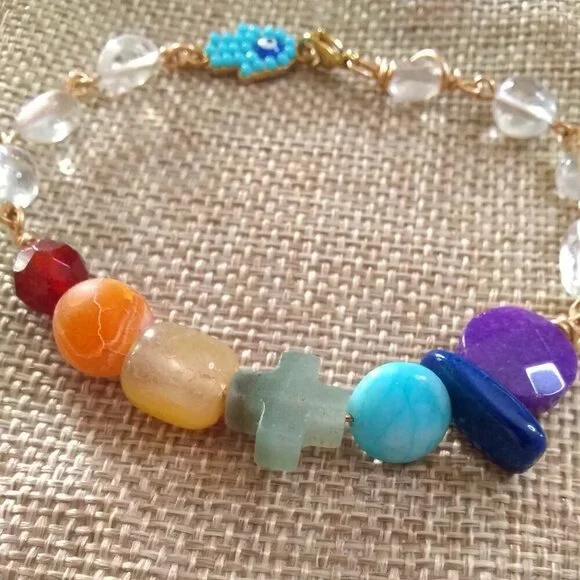 Rainbow of Semi-Precious Stones - Unique Chakra Bracelet - Your Signature Style! - Picture 11 of 15